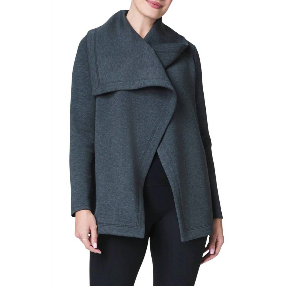 NEW SPANX airessentials drapefront cardi in dark grey heather NWT
